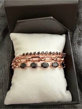 Bomb Party Luxe Bracelet Black Onyx Cubic Zirconia on Rose Gold Always A Stunner